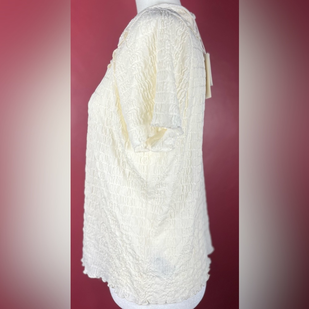 Vince Smock Short Sleeve Women's Cream Button-Up Top, XL, NWT - Picture 8 of 16
